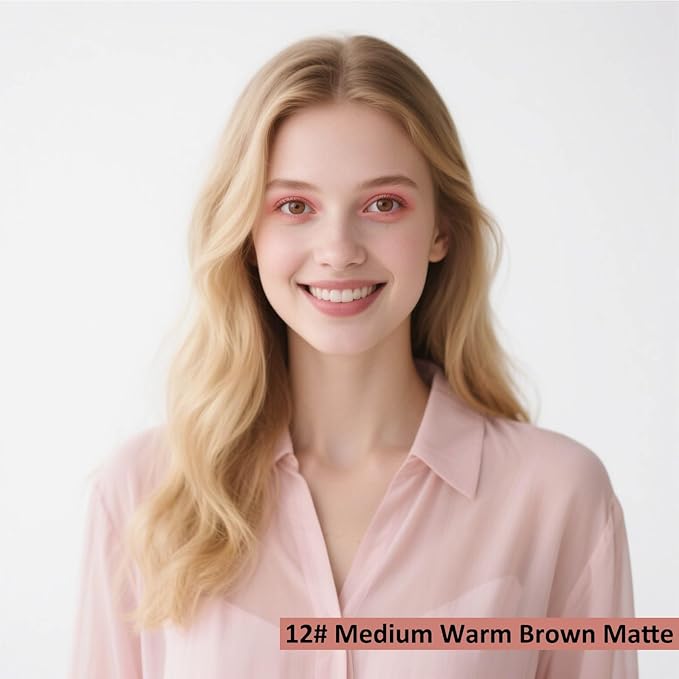 Matte Eyeshadow Stick Blendable Cream Eyeshadow Waterproof Long Lasting High Pigmented eyeshadow Pencil, Hypoallergenic Nude Eye Shadow Stick (12# Medium Warm Brown Matte)