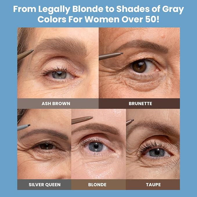 Prime Prometics PrimeBrow Pencil for Mature Women – Ultra-Precise Tip for Natural, Hair-Like Strokes – Smudge-Proof & Long-Lasting Wear – Great for Thinning, Sparse, or Graying Brows (Silver Queen)