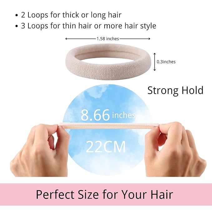 LuSeren 120PCS Soft Hair Ties for Women – No Damage Ouchless Nylon Hair Accessories, Seamless Fabric Ponytail Holders for Daily Use (Natural Colors)