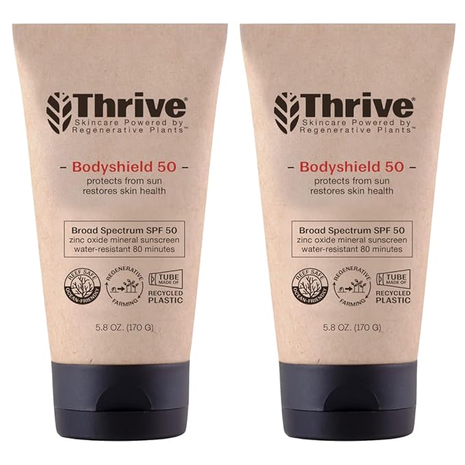 Thrive Natural Care Reef Safe Sunscreen SPF50 - Hawaii 104 Reef Act Compliant - Mineral Sunscreen Non-Nano Zinc Oxide - Vegan, (5.8 Oz (Pack of 2))