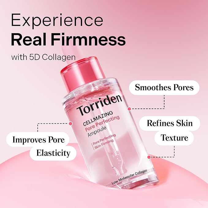 Torriden CELLMAZING Pore Perfecting Ampoule 30ml (1.01 fl.oz.) | Improving Skin Elasticity | 5D Collagen, Peptide Complex, PHA, LHA | Korean Facial Serum, Korean Skin Care