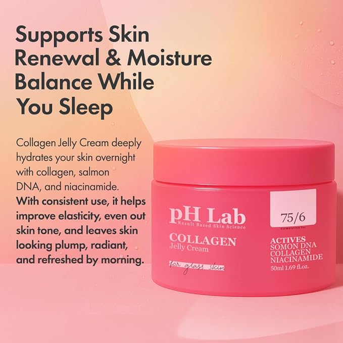 Collagen Jelly Cream, Boosts Skin Elasticity, Provides Glowing, Hydrating and Plump with Salmon DNA, 1.69 Fl Oz