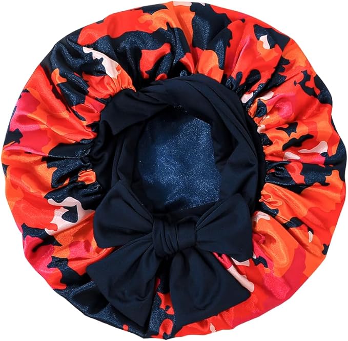 GDTOGRT Satin Silk Bonnet for Sleeping Women - Double Layer Sleep Hair Bonnets Caps for Curly Braid Hair with Tie Band