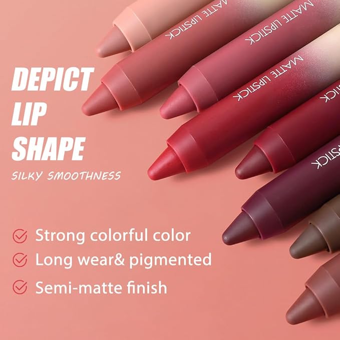 Matte Lip Lipstick Crayon Lip Liner Thick Pencil, High-Pigment Outline lips, Non-sticky Matte Velvet Texture, Waterproof & Smudge-Proof Longwear Pigmented, Fit for all tones 05#