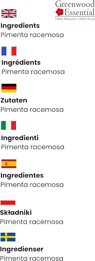 Greenwood Essential Pure Bay Essential Oil (Pimenta racemosa) Steam Distilled (Pack of Three) 100ml X 3 (10 oz)