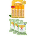 Burt's Bees Bundle - Original Beeswax Lip Balm, 4 Tubes, 0.15 oz. + Aloe Vera Face Wipes, for Sensitive Skin, Makeup Remover & Facial Cleansing Towelettes, 30 Ct. (3-Pack)