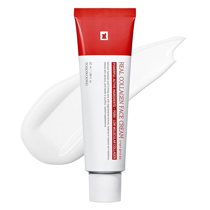 TOSOWOONG Real Collagen Face Cream, Face & Neck Collagen Face Moisturizer, Tightening, Firming, Lifting & Glow Boosting Cream with Collagen & Hyaluronic Acid, Korean Skincare, 50ml / 1.69 fl. oz.