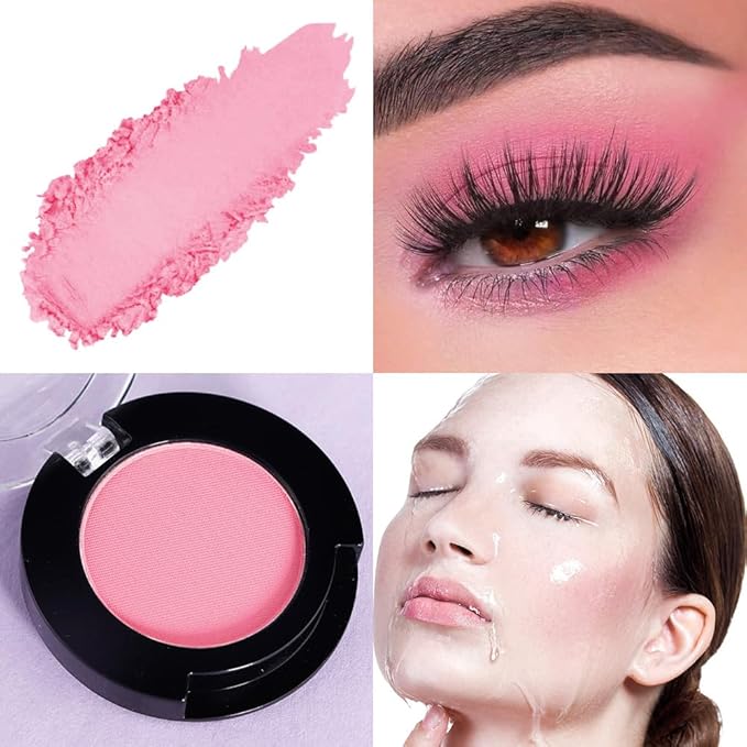 Monochrome Pressed Eyeshadow, Matte Pink Waterproof Neutral Powde Mini Eyeshadow, sombras para ojos, Talc, Paraben & Cruelty Free (C09#Matte Pink)