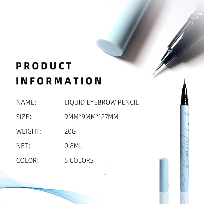 Ultra-fine Waterproof Eyebrow Pen - Lift & Snatch Liquid, 5 Colors, Dark Brown, Long Lasting Smooth Soft Eye Brow, Brown Eyeliner, Natural Tint (1-Taupe)