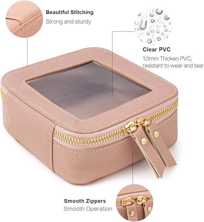 Travel Clear Makeup Bag Set, TSA Approved Cosmetic Bag Case with Zipper Portable Makeup Pouch Toiletry Bag Women Traveling Cosmetic Organizer Storage Bag Car Organizer Car Essentials for Women