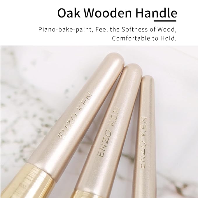Natural Hair Makeup Brush Set Professional, Fox Hair Makeup Brushes Set with Case by Luxury ENZO KEN, Gold Cosmetic Brushes Makeup Set, Natural Makeup Brushes, Natural Bristle Makeup Brushes.(Cloud)