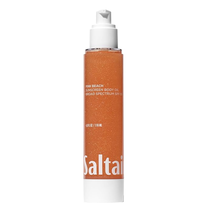 Saltair SPF Body Oil - Broad Spectrum SPF 50 PA++++ Sunscreen. Lightweight Dry Oil with Sun Protection and Moisturizing Kukui & Mongongo Extracts. Pink Beach Scent, 4floz Vacation Essential