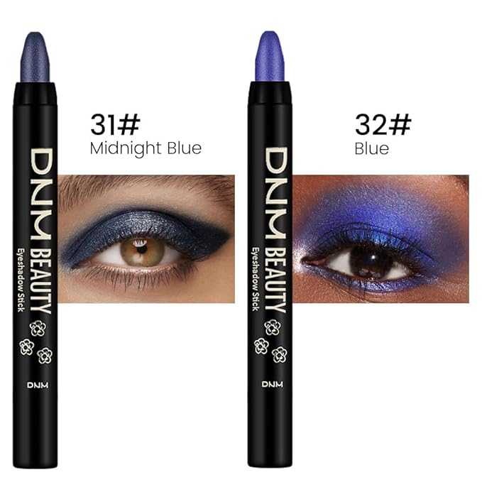 evpct 2Pcs Cream Eyeshadow Sticks Set for Eyes Waterproof, Midnight Blue Shimmer & Blue Shimmer Matte Eye shadow Stick Pencil Pen Bulk sombras en crema para ojos 31+32