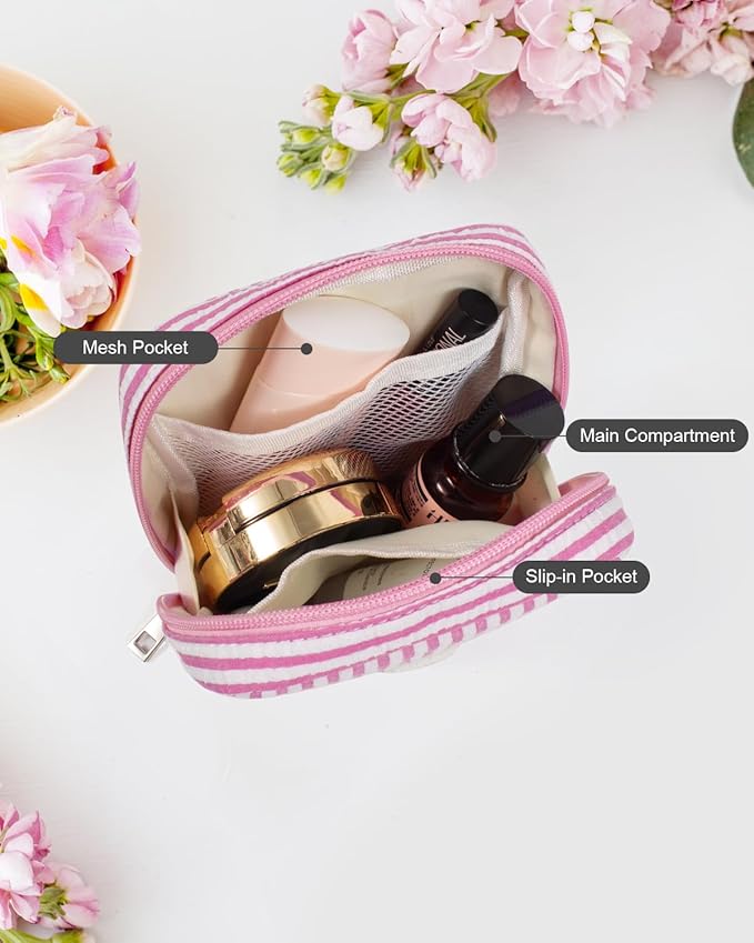 LETGO Gifts for 3 4 5 6 7 8 9 10 11 12 13 Year Old - Personalized Cute Pink Initial Cosmetic Make Up Bag Makeup Bag for Women Daughter Sister Teacher Friend Girlfriend