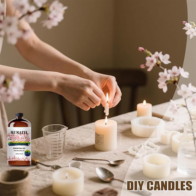 Cherry Blossom Essential Oil, Cherry Blossom Oil 16 Fl Oz 480ML for Diffuser Humidifier Yoga Cleaning DIY Candle Soap Making Essential Oils
