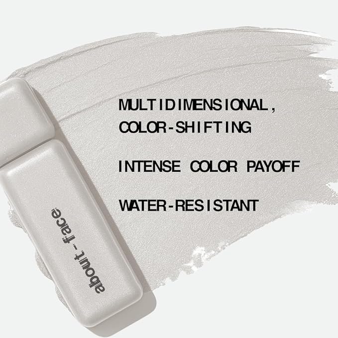 about-face Fractal Glitter Eye Paint Refract – Smudge-Proof, Long-Lasting Liquid Eyeshadow – Intense Sparkle with Mousse Texture – Vegan, Cruelty-Free – 0.13oz (Soft Silver)