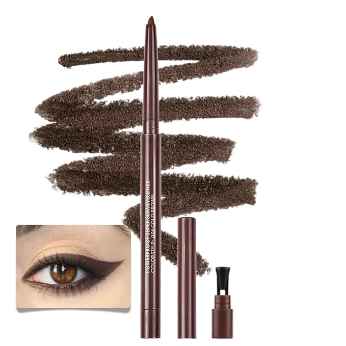 Kaely Gold Brown Gel Eyeliner Pencil, Smooth Eye Liner Waterproof Smudge Proof, Built in Sharpener, Long Lasting Eye Makeup, Vegan & Cruelty-Free, 05