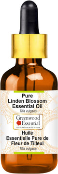 Greenwood Essential Linden Blossom Essential Oil (Tilia vulgaris) with Glass Dropper | Pure | Non-Sticky | Non-Greasy | Lightweight | Men & Women | All Skin Types | Steam Distilled 50ml (1.69 oz)