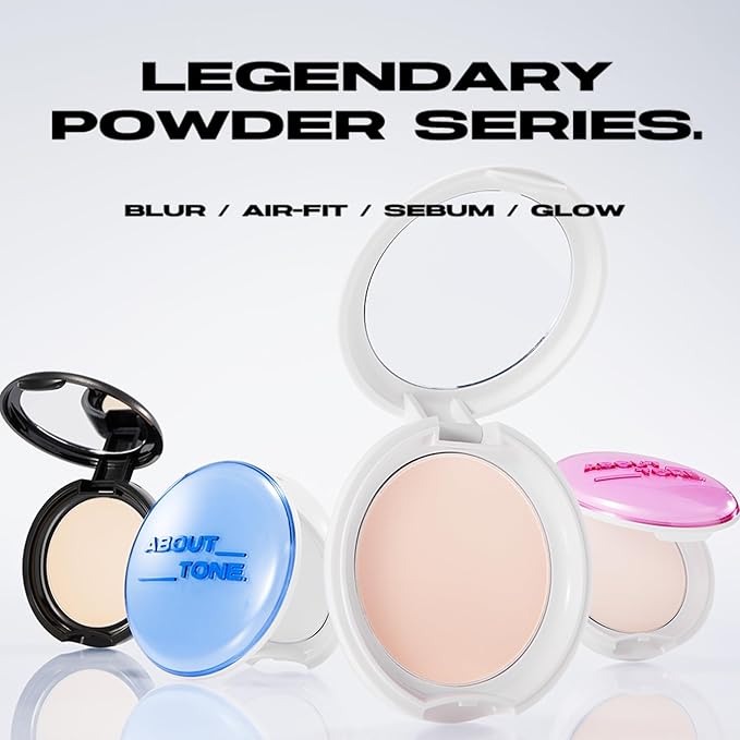 ABOUT TONE Sebum Cut Powder Pact 0.28oz - Extreme Sebum Control Pressed Powder Compact with Mirror and Puff Non-Dry Oil Cut Ultra-Fine Texture Face Makeup Finishing Setting Fixing Longlasting Vegan