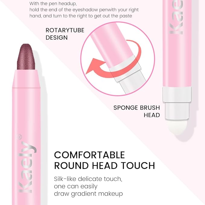 evpct 2Pcs Cream Eye Shadow Brightener Sticks Set for Eyes Waterproof, Putty Matte & Orchid Shimmer Cream Eyeshadow Applicator Stick Long Lasting Pigmented Eye Makeup sombras en crema para ojos 23+26