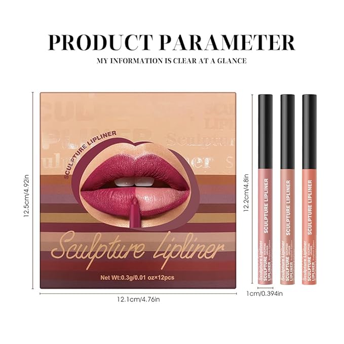 Matte Lip Liner Pencil Set 3 Pack, Long-Lasting Waterproof Lip Liners, Smudge-Proof and High Pigment Lip Liner Kit, Smooth Application for Defining & Shaping Lips, Non-Fading Matte Finish-4#