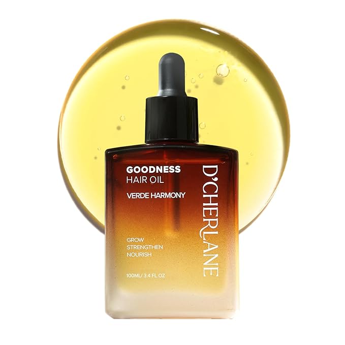 D'Cherlane Hair Growth Oil – Scalp Treatment with Rosemary, Argan, Coconut & Castor Oil Organic | Lightweight, Non-Greasy Formula for Fuller, Thicker, Stronger Strands | For All Hair Types