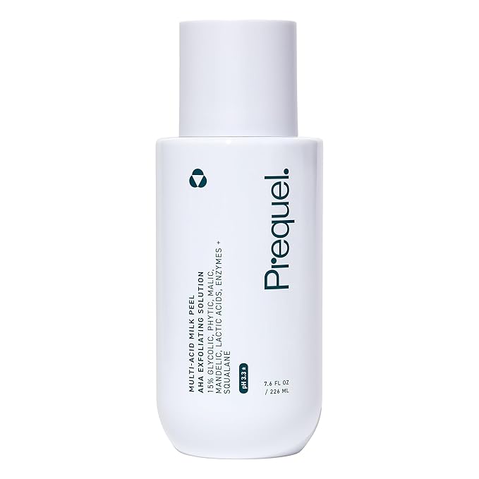 Prequel Skin Multi-Acid Milk Peel, Professional Exfoliating Solution. 15% Glycolic Acid Face Peel with Lactic Acid and Enzymes. Hydrating Chemical Exfoliant. Clinical Strength Formula, 7.6oz Bottle.