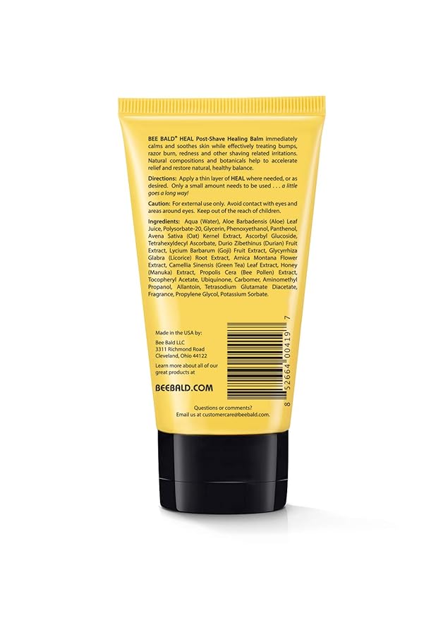 Bee Bald HEAL Aftershave for Men Healing Balm, Immediately Calms & Soothes Damaged Skin, Treats Bumps, Redness, Razor Burn & Other Shaving Irritations (2 Fl Oz)