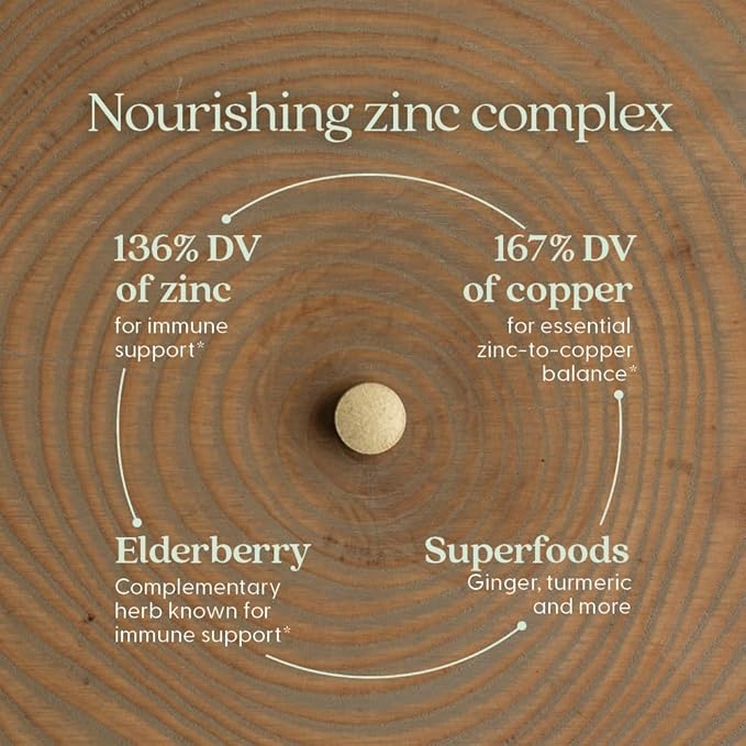 New Chapter Zinc Supplement, Fermented Zinc Complex, ONE Daily for Immune Support + Skin Health, Mineral-Balancing Formula Rich in Copper, Easy to Swallow & Digest, 90 Count (3 Month Supply)
