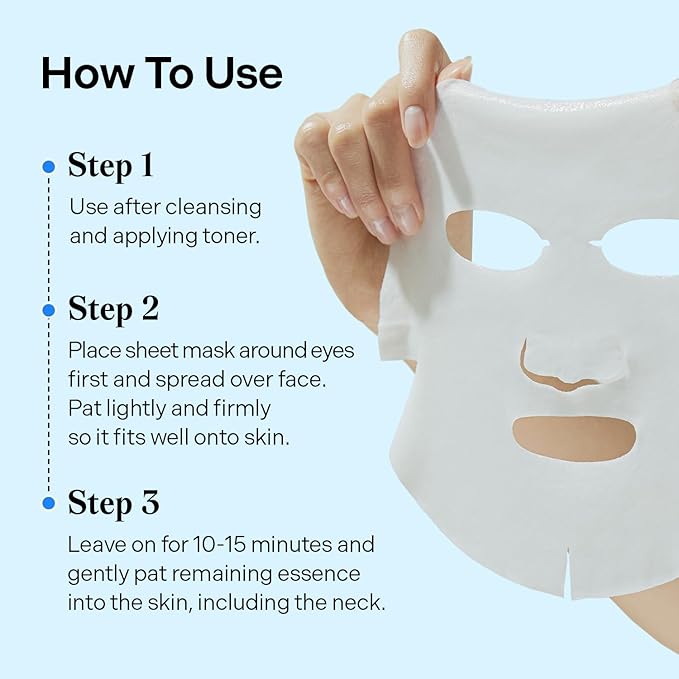 Torriden DIVE IN Hyaluronic Acid Facial Mask (10 sheets) | Extra Moisturizing Care | Hyaluronic Acid, Panthenol, Allantoin | Korean Face Mask
