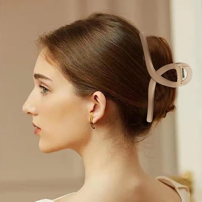 6Inche Extra Large Hair Clips，Claw Clips for Thick Hair and Long Hair, 4 Pack Xl Jumbo Claw clips, Oversized Matte Non-slip Hair Clips for Women, Big Strong Hold Jaw Clip,Neutral Color