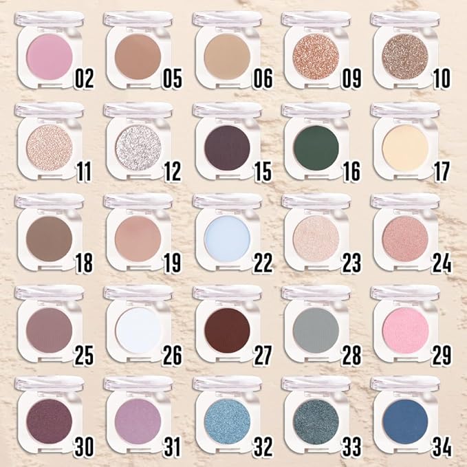 Single Glitter Shimmer Sparkle Eye shadow Palette Makeup, Sheer White Sparkle Eyeshadow for Women, Pigmented Waterproof Sombras Para Ojos, Vegan, Talc, Paraben & Cruelty Free, 23