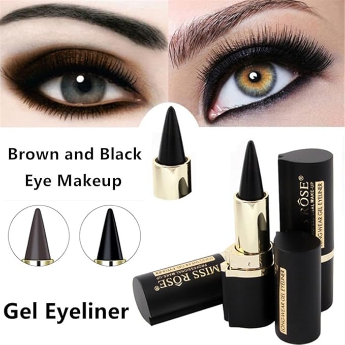 Go Ho Gel Eyeliner Stick,Soft Brown Eye Liner Cream Stick Crayon,Soft Smooth Long Wearing Eyeliner Pen,Eyeshadow Lips Makeup for Women(Brown)