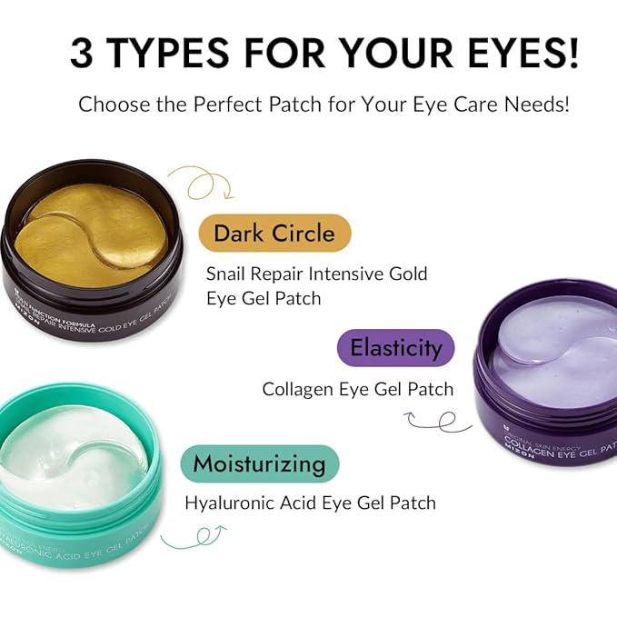 MIZON Under Eye Patches for Puffy Eyes & Dark Circles, 24K Gold & Snail Mucin, 60 Pcs – Anti-Wrinkle Collagen & Peptide Formula – Moisturizing Korean Eye Mask for Elasticity
