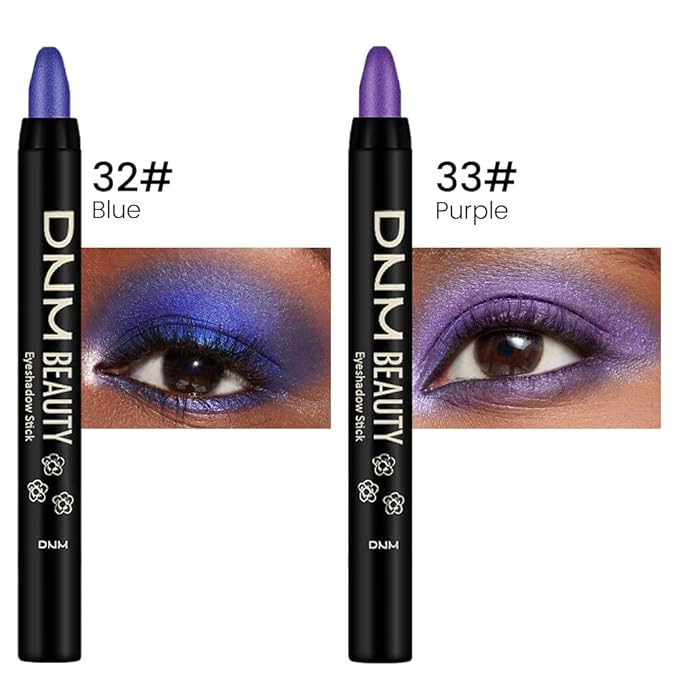 Kaely 2Pcs Cream Eyeshadow Sticks Set for Eyes Waterproof,Blue Shimmer & Purple Shimmer Matte Eye shadow Stick Pencil Pen Bulk sombras en crema para ojos 32+33