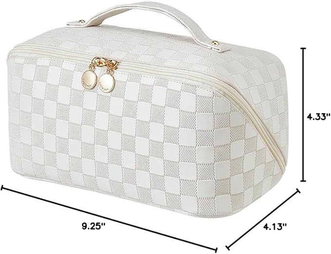 EACHY Travel Makeup Bag,Large Capacity Cosmetic Bags for Women,Waterproof Portable Pouch Open Flat Toiletry Bag Pattern Makeup Bag