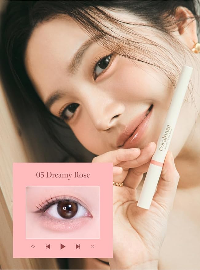Idol AEGYO-SAL Maker 05 Dreamy Rose, 2-in-1 Under-Eye Highlighter and Contour Liner for Bright, Voluminous Eyes, Long-Lasting, Smudge-Proof Shimmer Stick with Natural Glow, Korean Beauty
