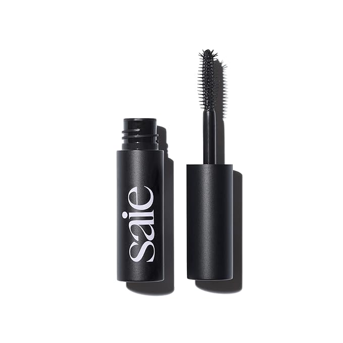 Saie Mini Mascara 101 - Lash Lengthening Mascara for Thick, Bold, Lifted Lashes - Buildable Eye Makeup Formulated to Strengthen and Condition with Rich Nutrients - Black (0.17 oz)