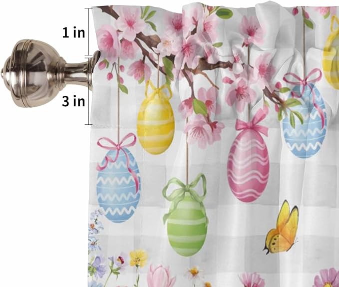 Happy Easter Kitchen Curtains 54 Inches length, Spring Watercolor Bunny Eggs - Image 6