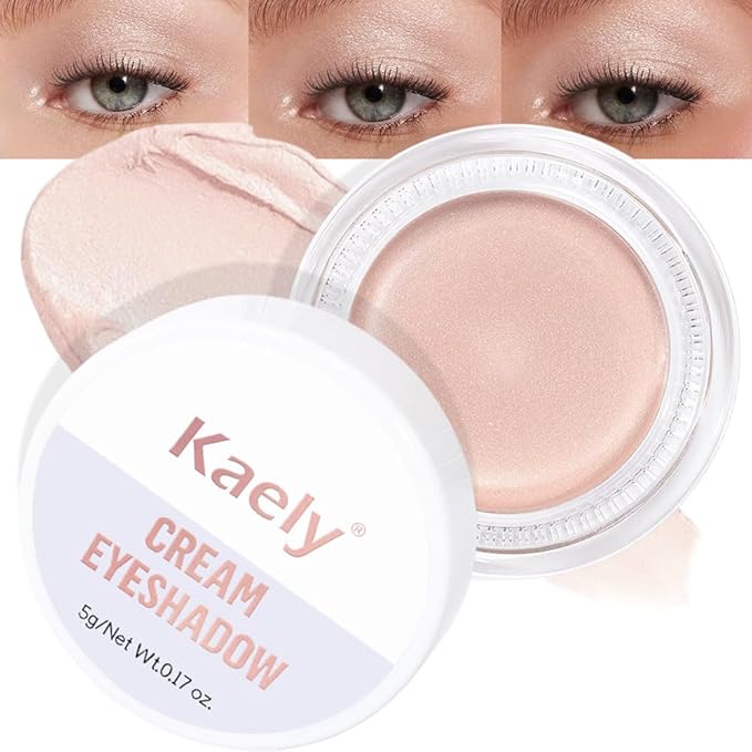 Kaely Single Cream Eyeshadow Pot, Pearl Translucent Eye Shadow for Older Women High Pigmented Waterproof, Natural Eyeshadow Palette Makeup Brightener, sombras en crema para ojos, Blendable, P06