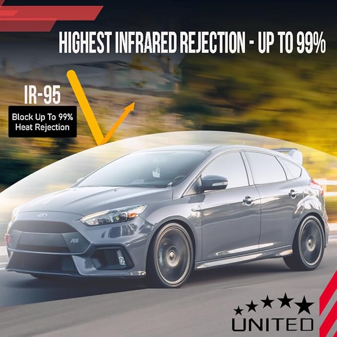 United Ceramic Pro Window Tint Car 20In x100Ft 2Ply Nano Ceramic IR-95 with 35% VLT - Outstanding Clarity & Views Window Tint for Car Home Blocks UV/IR Rays, Adhesive Film W/Lifetime Color Stability