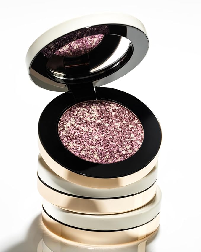 MAKE Beauty Multi-Chromatic Eye Shadow. Metal Reflecting Luminous Foil Finish Creamy, Buildable, Dimensional Long-wear, Crease-proof Powder Eyeshadow, Multichrome Shade - Glaze, Light Champagne