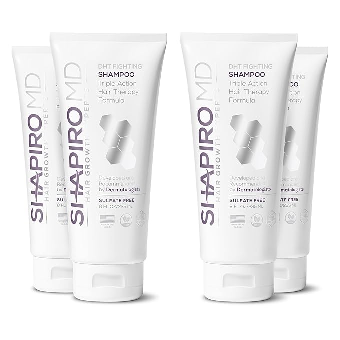 Shapiro MD Hair Growth Experts Hair Loss Shampoo | DHT Fighting Vegan Formula for Thinning Hair Developed by Dermatologists | Experience Healthier, Fuller and Thicker Looking Hair | 4 Month Supply