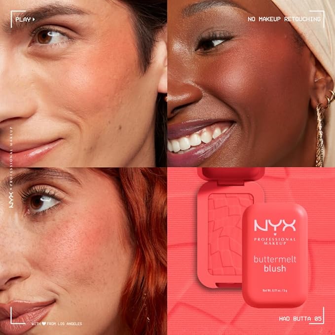 NYX PROFESSIONAL MAKEUP Buttermelt Powder Blush, Fade and Transfer-Resistant Blush, Up to 12HR Make Up Wear, Vegan Formula - Had Butta