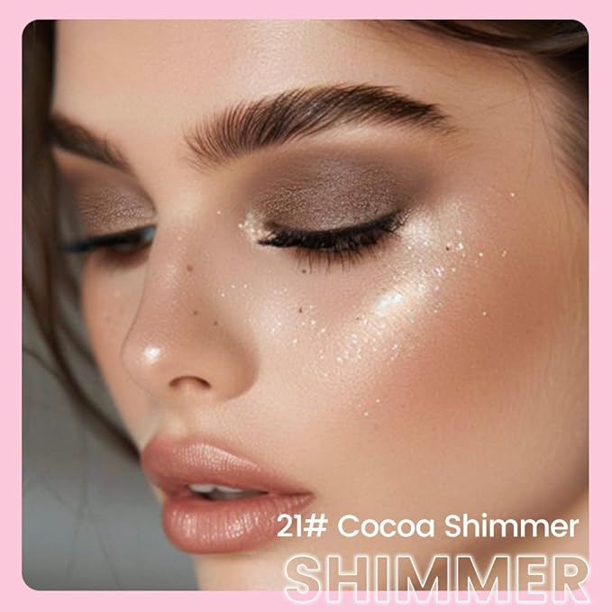 evpct 1Pcs Cocoa Shimmer Cream Eye Shadow Brightener Sticks for Eyes Waterproof Pigmented, Double Ended Cream Eyeshadow Stick Pencil Pen with Applicator, Eye Shadow Palette Highlighter Makeup 21