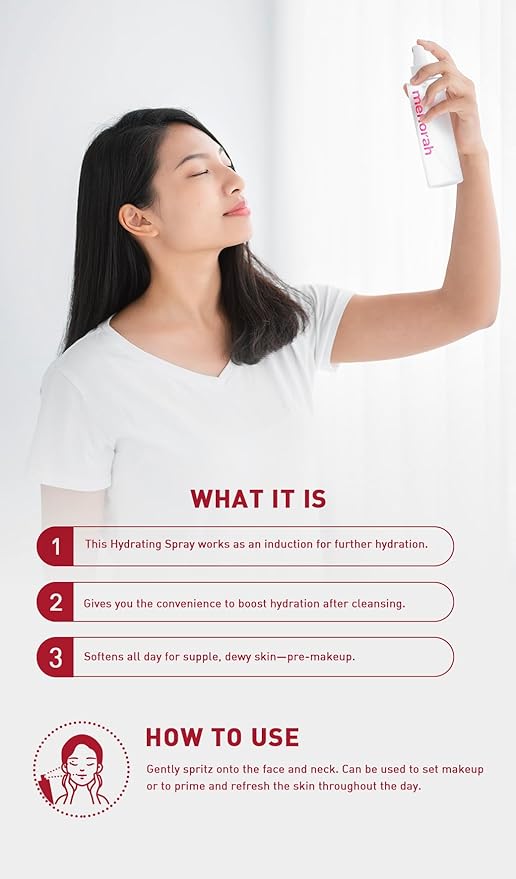 menorah Skincare - Hydrating Spray - with Rice and Prebiotic, Toner, Soothing Facial Spray, Trouble Care, Moisture Balance, Refreshing, Purifying, Calming, All Skin Types