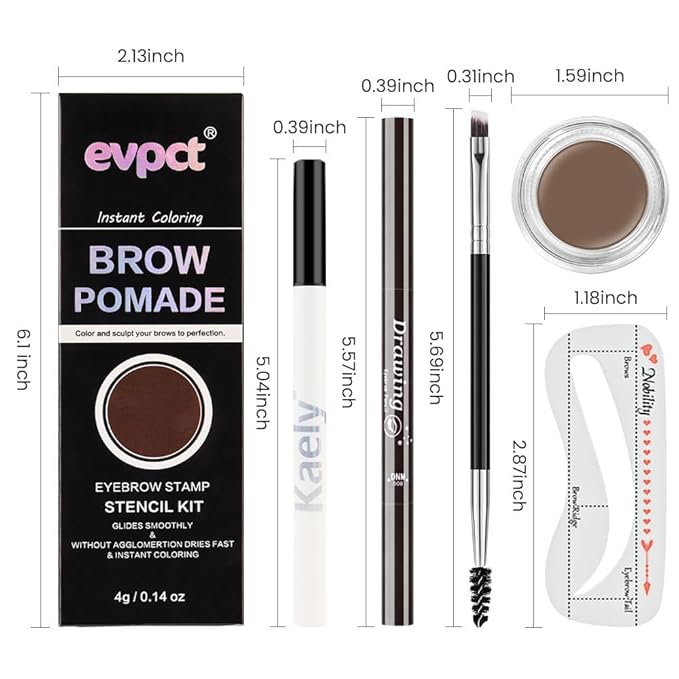 evpct Eyebrow Stencils Kit for Women Shaping, Eyebrow Shaper Makeup Kit, Eye Brow Stencil Shaper Tinting kits for Women, with Eyeliner, Eyebrows Pencil, Pomade, Brush and 10 Stencils, 07# TAUPE