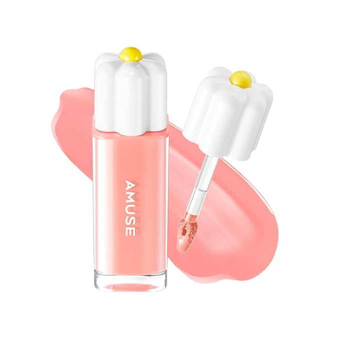 Amuse SEOUL Daisy Flower Dew Tint 10 PEACH BUNNY | 35% High-moisture Water Tint, Long-lasting, Vitamin E, Moisturizing, No Peel Off, Lip Treatment, Non Sticky, Korean Lip Tint for Dry Lips