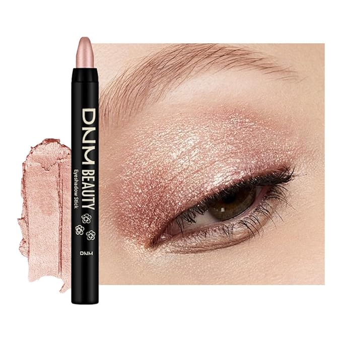 evpct Rose Gold Pearl Cream Eye Shadow Sticks Brightener Pencil for Women, Rose Gold Shimmer Silky Eyeshadow Applicator Stick Pen Waterproof, Blendable Crease-Proof Stick Eyeshadow Pearl Eye Makeup 83