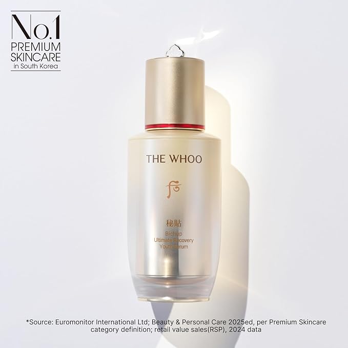 THE WHOO Bichup Ultimate Recovery Youth Serum | Intensive Anti-Aging Luxury Skincare with NAD+ & Ceramide for Wrinkles & Barrier Repair | Day & Night Firming Treatment
